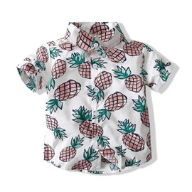 Toddler Baby Boys Clothes Pineapple Short Sleeve Button Down Shirts Tops Summer Casual Outfits 1-7T