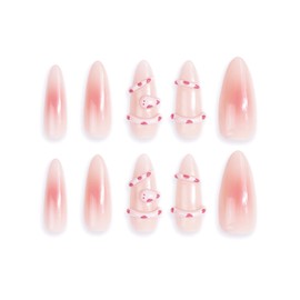 THCEVRLA Handmade Nail Tip, Medium, Long, Almond, Pink, 3D Cone Snake, 3D Popular, Nail Stickers, Cute False Nails, Comes with Delivery Box, Pack of 10