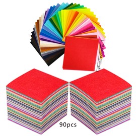 90 PCS Polyester Felt Fabric Craft Sets Assorted Colour Felt Cloth Fabric Samples Pastel Felt Fabric Sheets Small Felt Squares 10cm Patchwork Felt Material Felt Paper for Sewing Crafting Childern Kids