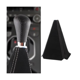 BESULEN Car Shift Boot Cover, Leather Shift Knob Dust Cover, Manual/Auto Shifter Boot Sleeve Replacement, Handbrake Gaiter Boot Dust Cover Car Interior Accessories (Black/Pink)