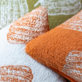 COSIBONO Set of 2 Pumpkin Fall Throw Pillow Covers 18"x18" Orange Farmhouse Velvet Accent Pillows for Couch Thanksgiving Luxury Home Decorative Faux Fur Pillow Covers