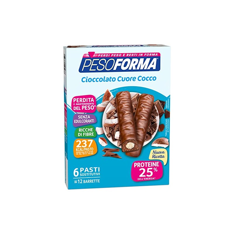 Pesoforma Barrette Cioccolato Cuore Cocco- Pasti sostitutivi dimagranti SOLO 235