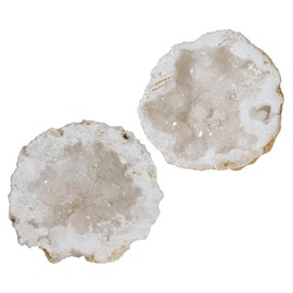 Nupuyai Nupuyai 2pcs Angel Aura Quartz Geode Stone, Titanium Coated Natural Rock Crystal Cluster Specimen for Reiki Healing Home Decor 10-35g, White