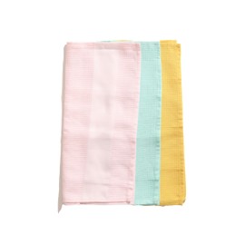 MylasaHome 100% Cotton Waffle Weave Kitchen Dish Towels, Ultra Soft Absorbent Quick Drying Cleaning Towel, 18x28 Inches, 3-Pack, Pink-Yellow-Light Green