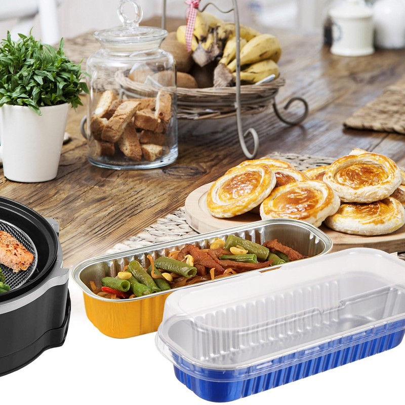 Yardwe Blue Aluminum Foil Mini Loaf Pans with Lids, 20