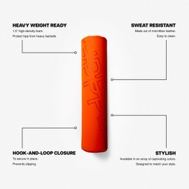 UPPPER Barbell Pad for Hip Thrusts and Glute Bridges - 1.5” Thick Foam for Comfort and Support, Secure Hook-and-Loop Closure - Fits Olympic & Standard Bars | Premium Fitness Gear (Neon Orange)