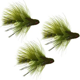 The Fly Fishing Place Mini Dungeon Olive Articulated Streamers Trout Bass Fly Fishing Flies - Set of 3 Hook Size 6