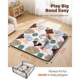 QUAFRET Baby Play Mat, 50x50 Playpen Mat Perfect for Use Baby Playpen, Foldable Baby Foam Playmat for Floor, Portable Activity PlayMats for Baby, Infants and Toddlers