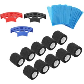 200 Fundas Azules para Bolígrafos de Tatuaje, 10 Cintas de Agarre Antideslizante, Protección para Bolígrafo de Tatuaje