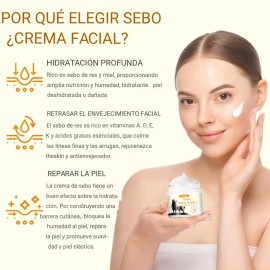 Crema Sebo De Res + Cera Abeja Piel Seca Madura Acne Hidrata Miel