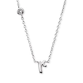 Engelsrufer Necklace made of sterling silver with letter R pendant, set with a zirconia stone, adjustable in two lengths, length: 44 cm, Sterling Silver, No Gemstone