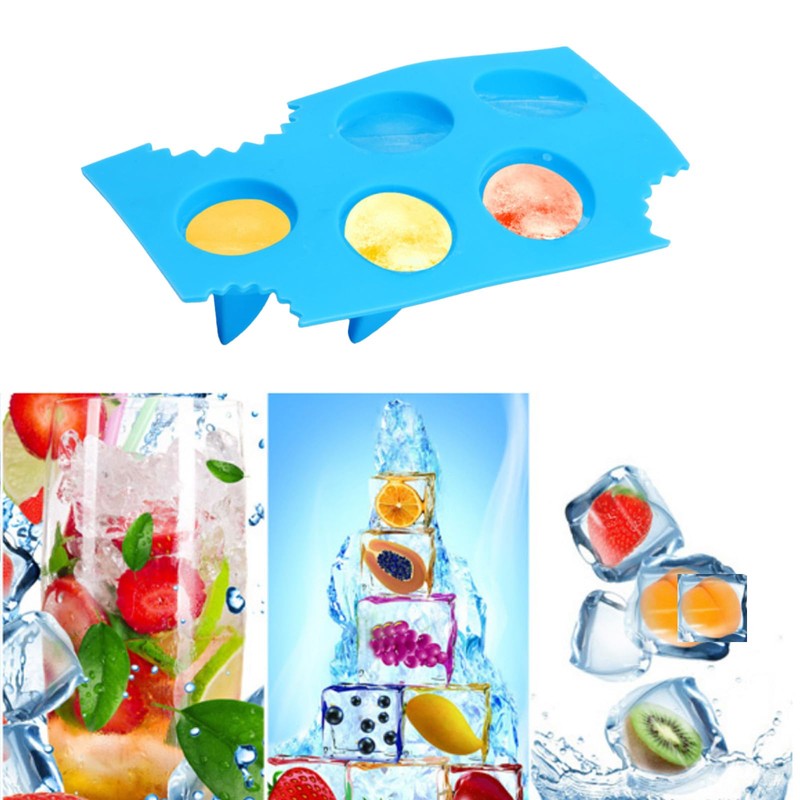 2 Pack Silicone Ice Cube Tray, Shark Fin Ice Trays,