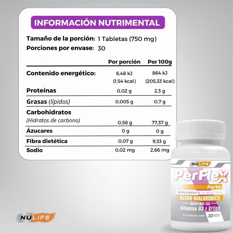 Nulife- Perflex Forte- 30 tabletas 750 mg c/u (2)