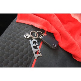 BRISA VW Collection - Volkswagen Golf GTI Key Ring with VW Charm (Silver)