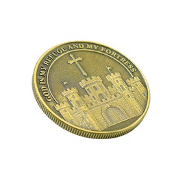 God is My Refuge & Fortress Religious Challenge Coin, Psalm 91:2 Motivational Christian Token Inspirational Gift Prayer Charm for Protection