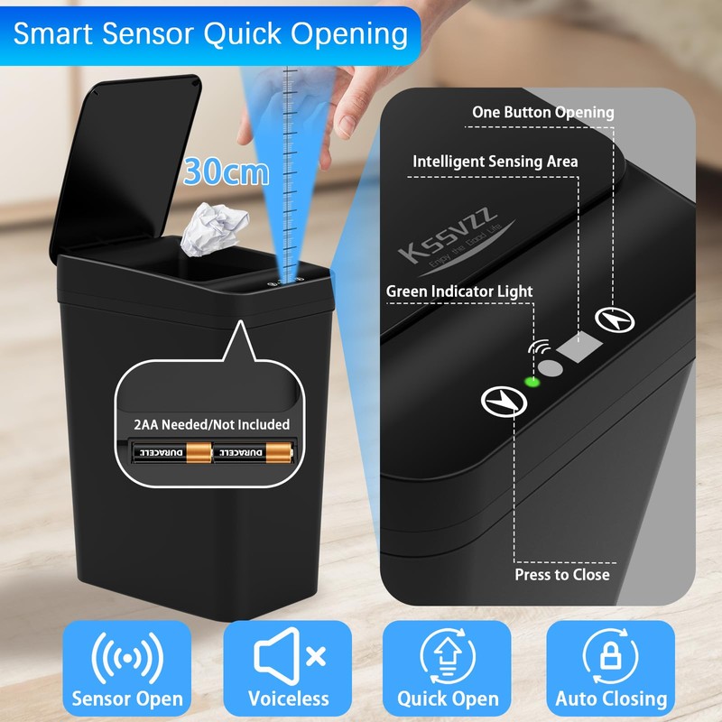 3 Pack Automatic Small Bathroom Trash Can with Lid -