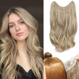 Ms taj Blonde Hair Extensions V-Shaped 1PCS 20Inch Blonde with Highights Clip and go Body Wavy Natural Layered Full head Thick Hair Extension Clip in for women with Dense hair to increase hair volume