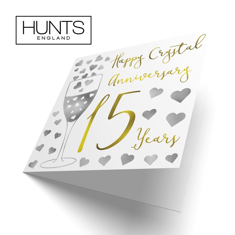 Hunts England - 15th Wedding Anniversary Card - Happy Crystal