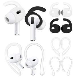 IiEXCEL 4 Pairs Anti Slip Kit Compatible with AirPods Pro 2, Silicone Sport Ear Hooks and 360° Rotation Adjustable Length Outdoor Earhooks Grip Ear Tips Wing Buds Holder for AirPod Pro 2nd - 4X1