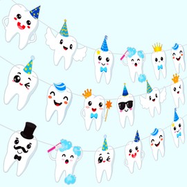 Banner per feste dentali per feste di compleanno decorazioni per feste di dente 2 striscioni per ritaglio dei denti banner per denti per la prima festa dei denti forniture per baby shower