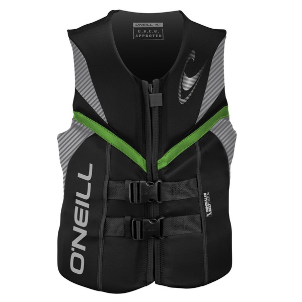 O'Neill Wetsuits Men's Reactor USCG Life Vest , Black/Lunar/Dayglo, 3X-Large
