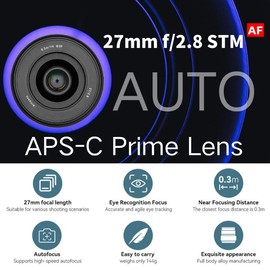 7artisans AF27MM F2.8 Autofocus Lens, Wide Angle APS-C for Stunning Photography Fuji X Mount for Fuji X-H2 X-M5 X-Pro3 X-S20 X-E4 (Black)