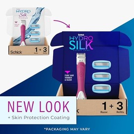 Schick Hydro Silk Schick Hydro Silk TrimStyle Razor for Women with Bikini Trimmer | 5-Blade Womens Razor with Trimmer, 2-in-1 Waterproof Pubic Hair Trimmer & Razor | 1 Handle & 3 Razor Blade Refills
