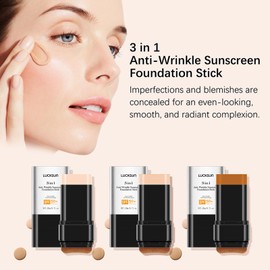 Tpyag 3-in-1 Anti-wrinkle Long-Lasting Hydrating Foundation Stick, Concealer, Multi-Use Coverage Cream, Natural Matte Finish for All Skin Types (Dark)