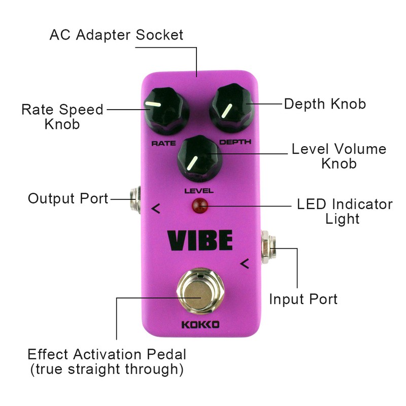 KOKKO Guitar Mini Effects Pedal Vibe FUV2 Simulate Rotating Horn