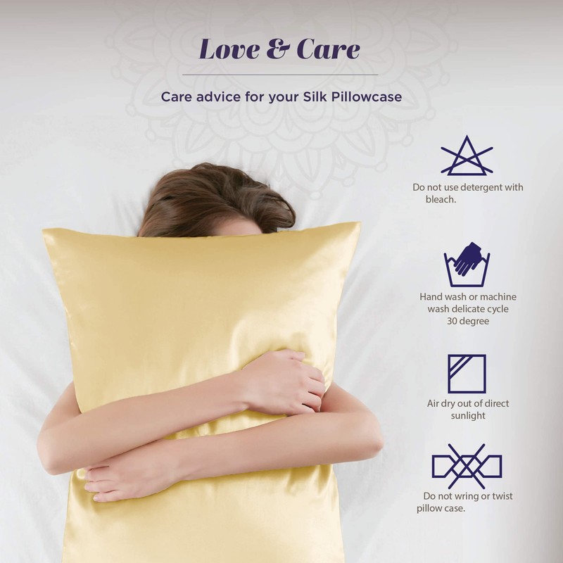 My home store Gold Silk Pillowcase 2 Pack - Hypoallergenic,