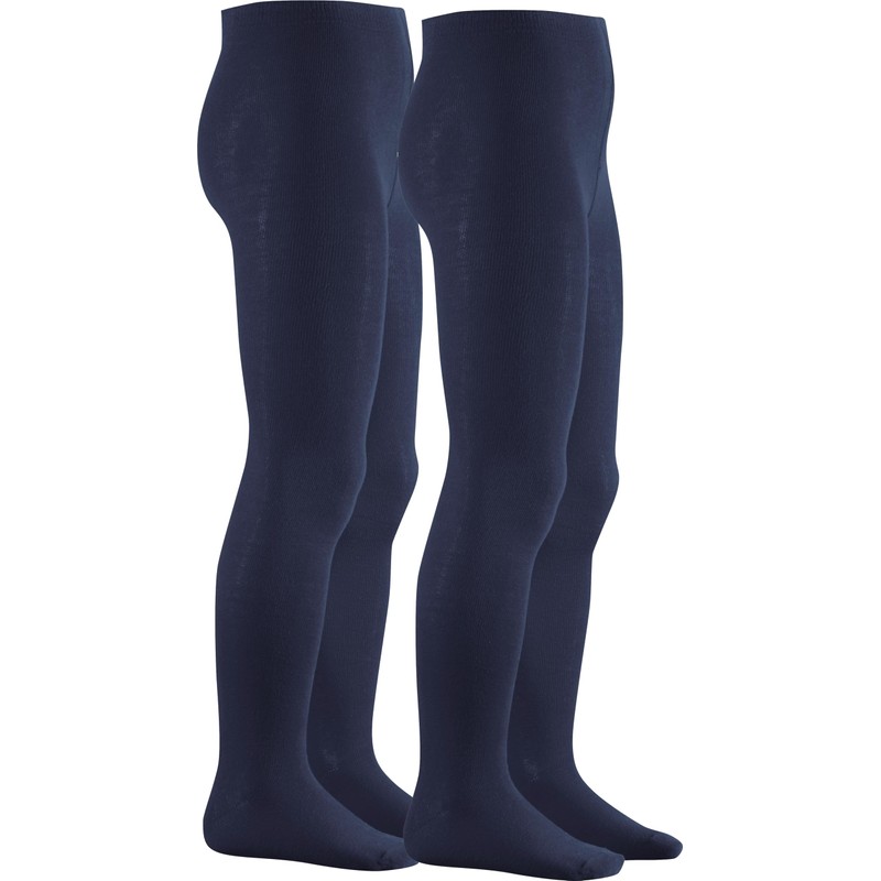 Playshoes Unisex Children's Thermal Warm Tights, navy double pack