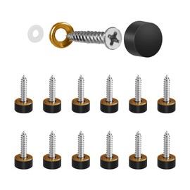 KAKULO Mirror Screws with Decorative Caps Solid Brass Screw Cap Nails Black Mirror Screws Fasteners (10MM 12Pack)