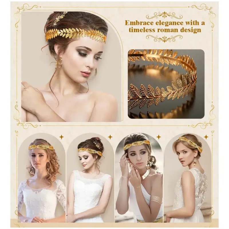 Corona Dorada de Diosa Griega Solkatt para Mujer, Diadema Elegante