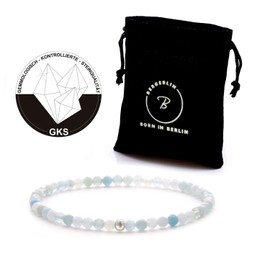 BERGERLIN Women's Pearl Bracelet - Genuine Natural Stone Bracelet with 925 Sterling Silver Bead - Faceted Beads with Certificate of Authenticity