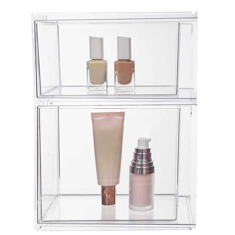 STORi Audrey Stackable Clear Bin Plastic Organizer Drawers | 2
