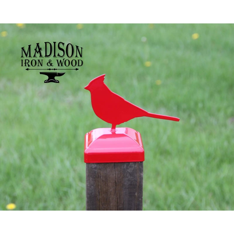 Madison Iron and Wood Cardinal Fence Post Cap, Redbird 4x4