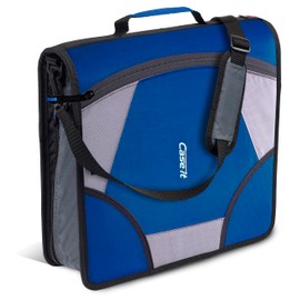 Case-it King Sized Zip Tab School Zipper Binder | 4-Inch D-Rings, 800 Sheet Capacity, 5-Subject Expanding File Folder, Multiple Pockets & Storage Organizer, Shoulder Strap | D-186 Midnight Blue