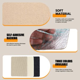 3Pcs Sugar Glider Toys, Self-Adhesive Small Animal Climbing Felt Mats, YITOBA Sugar Glider Cage Accessories for Sharpening Claws, Pet Rat Enrichment Toys for Wall Furniture (Gray, White, Khaki)