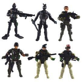 Dickly 6Pcs Action Figures Special Forces Army Men Figurines Collectible Realistic Men Figures Playset for Building Model Kits