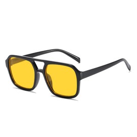 IKUVNA Retro 70s Square Aviator Sunglasses Women Men Vintage Rectangle Sunglasses Flat Frame Trendy Shades (Yellow)
