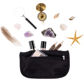 Mr. & Mrs. Panda Penguin & Mouse Hiker Cosmetic Bag, blue, Hand Drawn