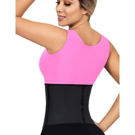 LadySlim by NuvoFit Fajas Colombianas Reductoras para Mujer Short Torso Latex Waist Trainer for Women Black L