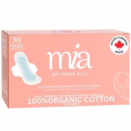 Mia Organic Cotton Top Sheet Sanitary Pads for Women – Heavy and Overnight Pad Combo Ultra-Thin Sanitary Napkin, Breathable & Super Absorbent – Hypoallergenic, Leak-Proof & Unscented – Chlorine-Free Period Pads