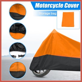 ACROPIX Motorcycle Cover Bike All Season Waterproof Dustproof Protective Outdoor Motorbike Rain Cover 190T XL Orange Black for Harley Dyna FXD FXDF Low Rider Super Wide Glide Car Parts