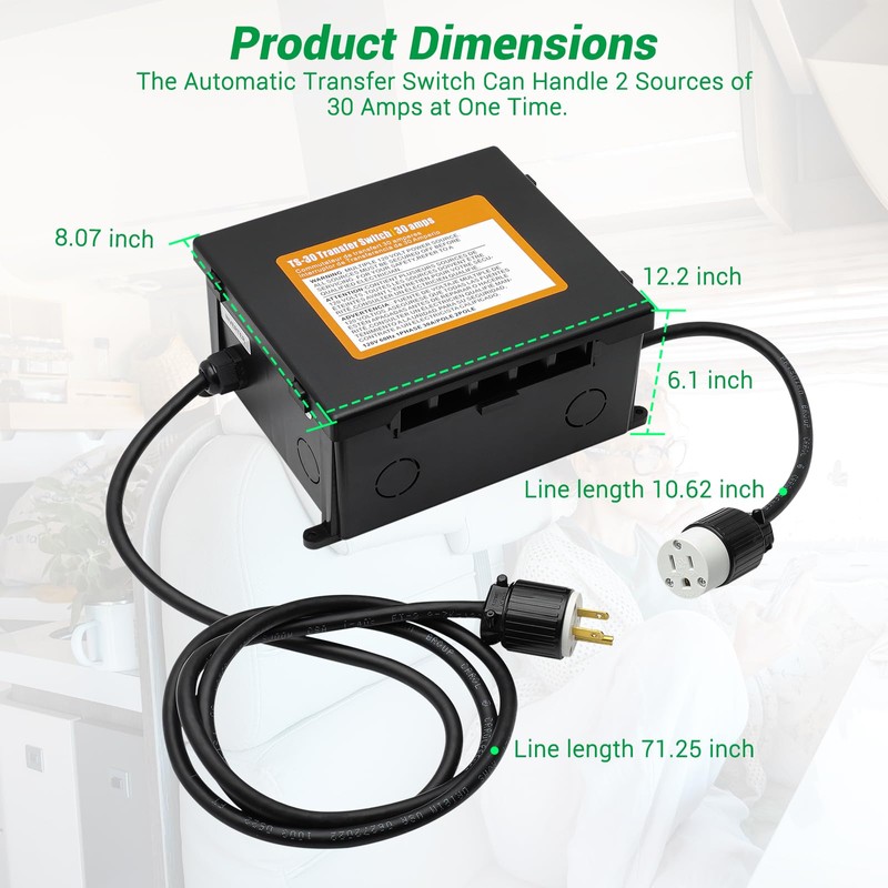 KUTTOLE 30 Amp Automatic Transfer Switch, RV Automatic Transfer Switch,