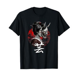 Geisha Hannya Noh mask Oni Aesthetics Japanese graphics T-Shirt