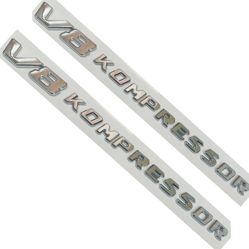 2PCS Chrome Compatible with Car V8 Kompressor Letters Side Adhesive