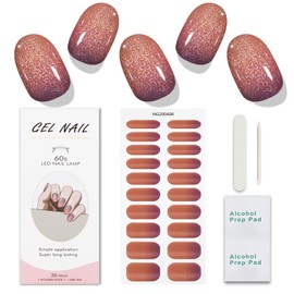 JMEOWIO Semi Cured Gel Nail Strips Cat Eye Red Purple Gel Nail Stickers Nail Supplies Nail Art Design Decoration Accessories