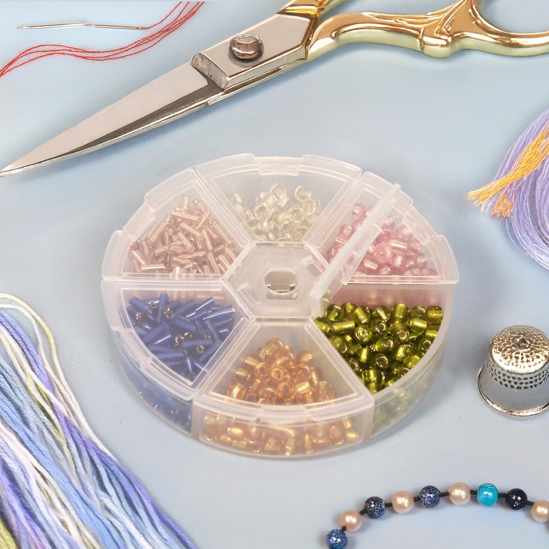 Round Plastic Organizer Box - 3.25" x 0.75" with 6