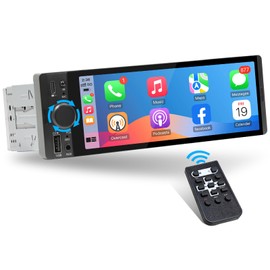 SOUNDKITS Single Din Car Radio with CarPlay: Bluetooth Car Stereo Android Auto - 6.5 Inch IPS Touchscreen Phonelink GPS Navigation Voice Control AM FM Type-C Charge USB AUX SWC Video Audio Output